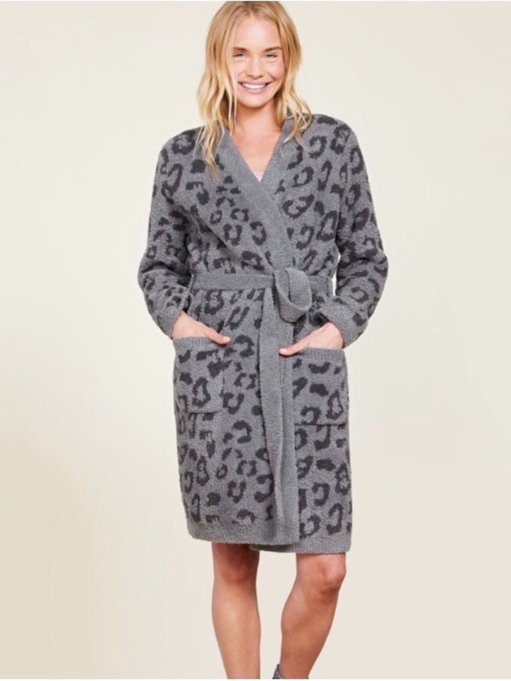 Barefoot Dreams Plush Robe Leopard NO BELT